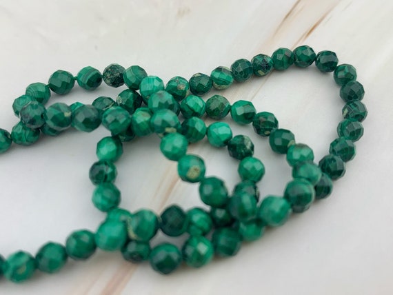 10pcs/85pcs 4mm Natural Malachite Beads - Green Malachite - Tiny Faceted Beads - Gemstone Beads