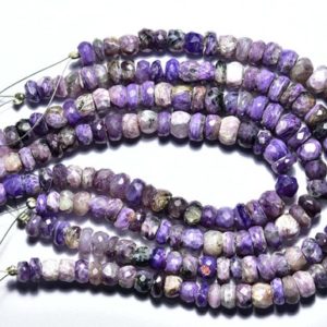 Shop Charoite Rondelle Beads! 7.50 Inches,Natural Beautiful Charoite Faceted Big Rondelles,Graduated Rondelles Smaller to Bigger,Size is 5.50-7mm #028 | Natural genuine rondelle Charoite beads for beading and jewelry making.  #jewelry #beads #beadedjewelry #diyjewelry #jewelrymaking #beadstore #beading #affiliate #ad