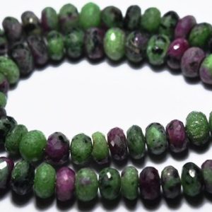 Shop Ruby Zoisite Rondelle Beads! 8 Inches Strand, Natural Ruby Zoisite Full Drilled Faceted Rondelles, Size 7MM-8MM | Natural genuine rondelle Ruby Zoisite beads for beading and jewelry making.  #jewelry #beads #beadedjewelry #diyjewelry #jewelrymaking #beadstore #beading #affiliate #ad
