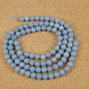 8mm Angelite Beads – AA Grade Round Smooth Slightly Matte Center Drilled Beads for Jewelry Making and Crafts | Natural genuine round Celestite beads for beading and jewelry making.  #jewelry #beads #beadedjewelry #diyjewelry #jewelrymaking #beadstore #beading #affiliate #ad