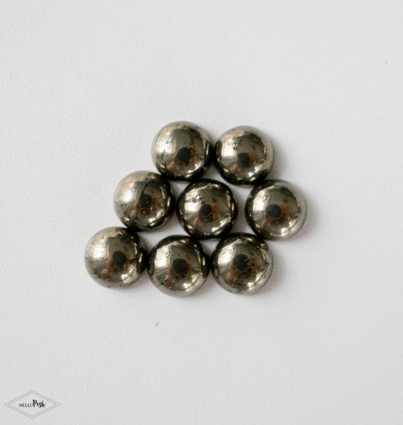 8mm Golden Pyrite Cabochon. Smooth Polished Fools Gold. Round Pyrite. Gold Pyrite