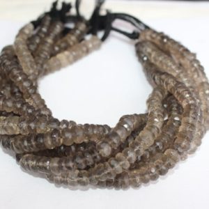 Shop Smoky Quartz Rondelle Beads! 8mm Smoky Quartz Rondelle Beads, Smoky Quartz Faceted Rondelle Beads, Natural Smoky quartz Beads Strand, Loose Beads for jewelry making | Natural genuine rondelle Smoky Quartz beads for beading and jewelry making.  #jewelry #beads #beadedjewelry #diyjewelry #jewelrymaking #beadstore #beading #affiliate #ad