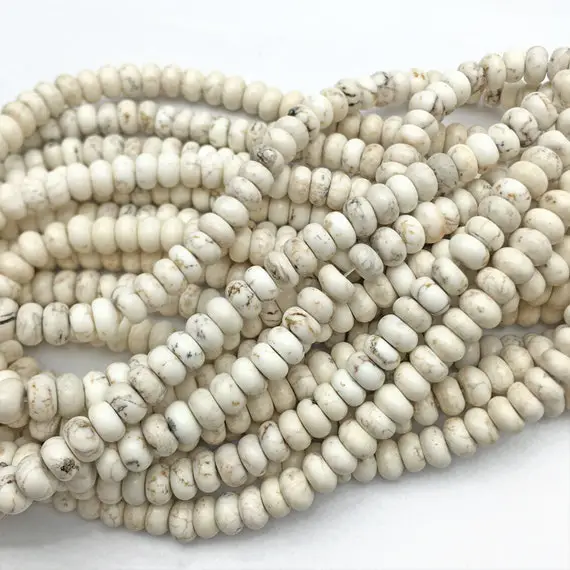 8x5mm White Howlite Rondelle Beads, Gemstone Beads, Wholesale Beads