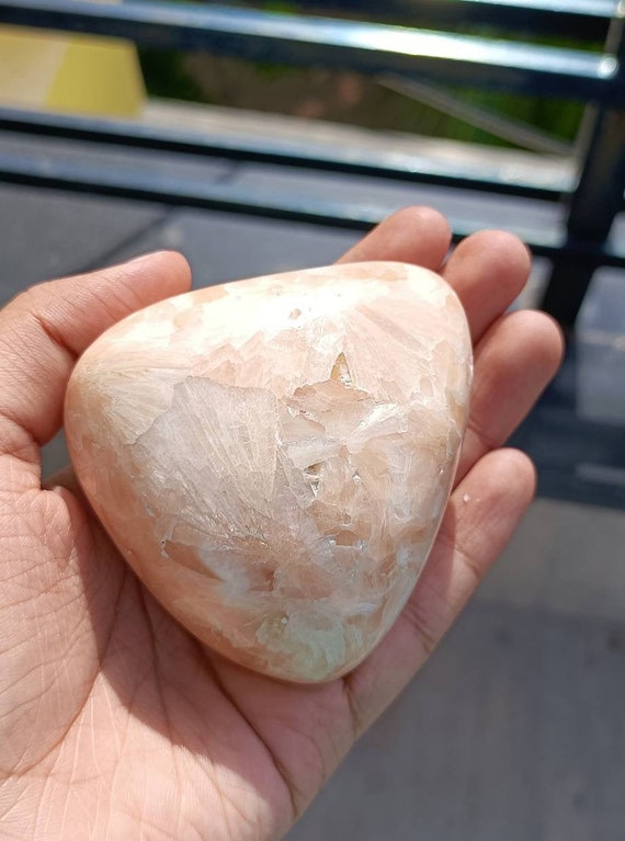 A Grade Rare Pink Scolecite Palm Stone , Worry Stone , Xs To Large , Peach Pocket Stone , Polished Tumbled