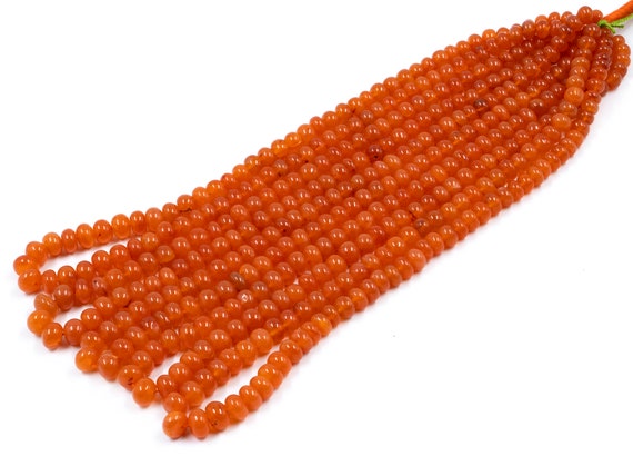 Orange Carnelian Smooth Rondelle Beads, 6 Mm To 9 Mm, Carnelian Rondelle Beads, Carnelian Beads, Carnelian Jewelry Making Beads, Sku1584