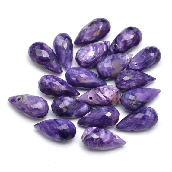 Aaa+ Charoite 6x12mm Calibrated Teardrop Briolette Beads | Natural Russian Purple Charoite Semi Precious Gemstone Loose Faceted Teardrops