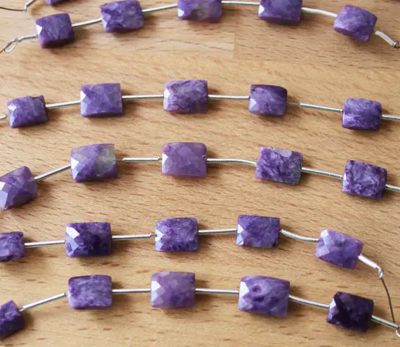 Aaa+ Charoite Diamond Faceted Chicklet Beads 7.1-9.2mm X 5.6-6.8mm - Five Beads .