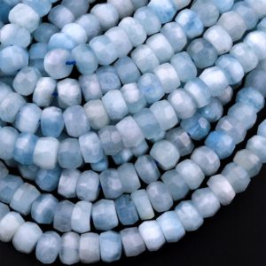 Shop Aquamarine Rondelle Beads! AAA Faceted Natural Blue Aquamarine Rondelle Beads 6mm 8mm 10mm 15.5" Strand | Natural genuine rondelle Aquamarine beads for beading and jewelry making.  #jewelry #beads #beadedjewelry #diyjewelry #jewelrymaking #beadstore #beading #affiliate #ad