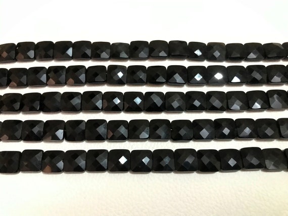 Aaa Grade Black Obsidian Faceted Square Shape Briolette Beads, Size 6/8/10 Mm, 8" Strand Length, Super Quality Gems For Jewellery