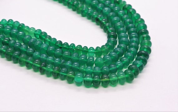 Aaa Green Onyx Smooth Rondelle Beads Natural Gemstone Green Onyx Beads Green Onyx Plain Beads Green Onyx Rondelle Beads Onyx Beads Strand