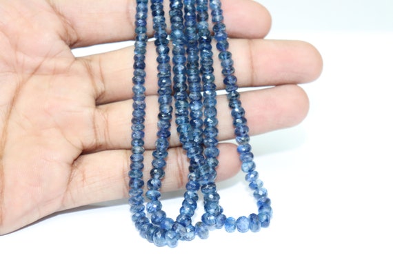 Aaa+ Kyanite Faceted Rondelle Beads Aaa Quality Kyanite Beads Kyanite Rondelle Beads Kyanite Beads Strand