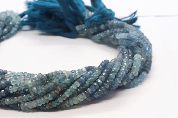 Moss Aquamarine Faceted Rondelle Beads Natural Aquamarine Faceted Beads Wholesale Beads For Jewelry Making Aquamarine Gemstone Beads Strand
