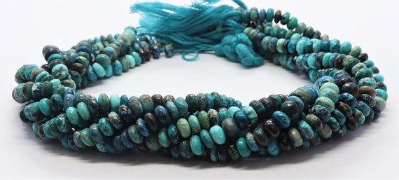 Aaa Natural Chrysocolla Smooth Rondelle Shape Beads, Smooth Chrysocolla Beads, 7-7.5 Mm Chrysocolla Beads, 16 Inch Smooth Chrysocolla Beads