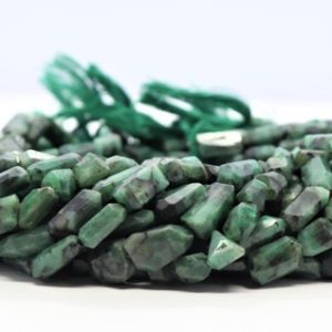 Shop Emerald Chip & Nugget Beads! AAA Natural Emerald Faceted Uneven Shape Nuggets, 6×12 MM Emerald Beads, 13 Inch Faceted Emerald Tumble Beads | Natural genuine chip Emerald beads for beading and jewelry making.  #jewelry #beads #beadedjewelry #diyjewelry #jewelrymaking #beadstore #beading #affiliate #ad