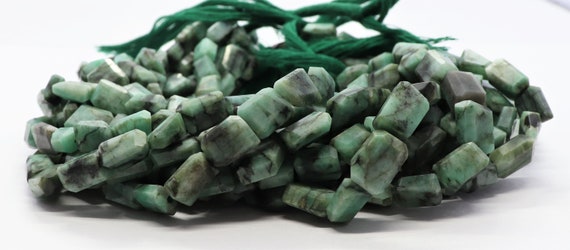 Aaa Natural Emerald Shaded Faceted Uneven Shape Nuggets, 6-8 Mm Emerald Tumble Beads, 10 Inch Faceted Emerald Nuggets Beads