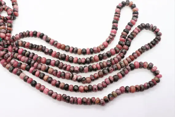 Aaa Natural Rhodochrosite Smooth Rondelle Beads, 7-8 Mm Rhodochrosite Beads, 8 Inch Smooth Rhodochrosite Rondelle Beads