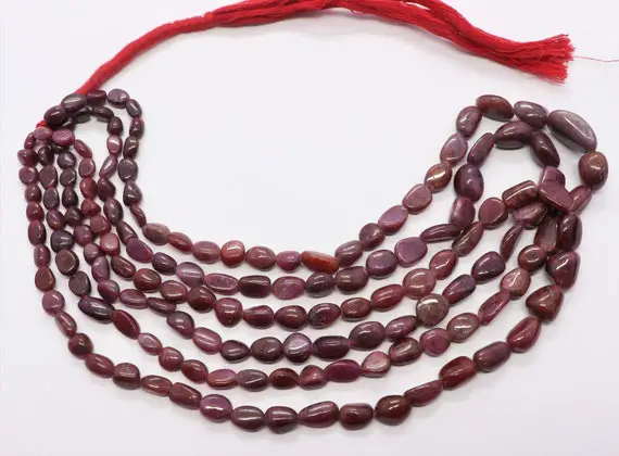 Aaa Natural Ruby Uneven Shape Nuggets Beads, 5-8 Mm Ruby Tumble Beads, 15 Inch Smooth Red Ruby Nuggets Beads