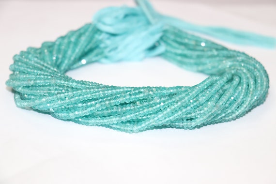 Aaa+ Natural Sky Apatite Faceted Rondelle Beads  Micro Cut Apatite Beads  Apatite Rondelle Beads  Apatite Beads Strand