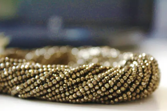 Aaa Quality Natural 2mm - 2.5mm Golden Pyrite Rondelle Beads 13.5 Inches Length Faceted Rondelle Strand
