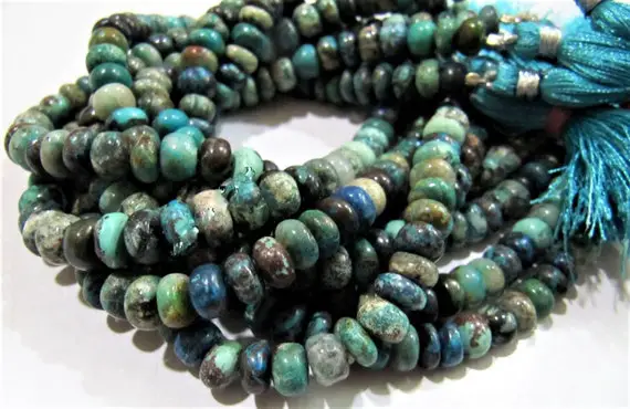 Aaa Quality Natural Chrysocolla Rondelle Plain Beads 9-10 Mm / Multi Color Smooth Gemstone Beads / Sold Per String 8 Inches / Rare Gemstone