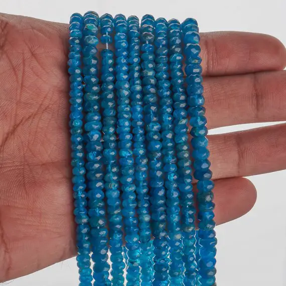 Aaa Quality Neon Apatite Faceted Rondelle Beads Natural Neon Apatite Beads Neon Apatite Rondelle Beads Apatite Beads Strand Wholesale Beads