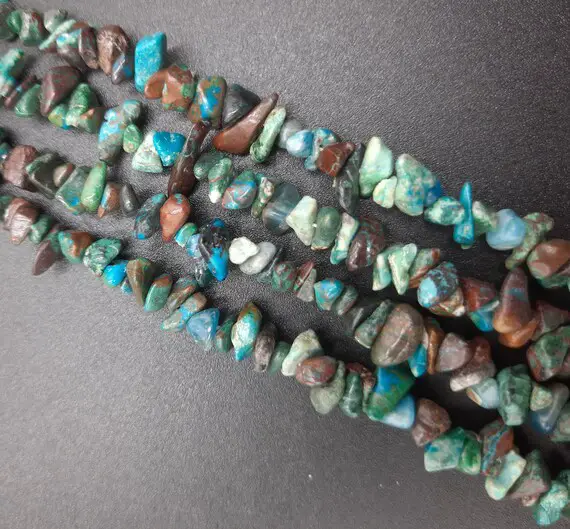 34" Strand Natural Chrysocolla Smooth Chips Gemstone Beads Loose Beads Necklace For Jewelry Making Crafts