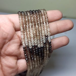 Shop Smoky Quartz Rondelle Beads! AAA quality Smoky quartz faceted rondelle beads Smoky Quartz faceted beads 13" strand Smoky Quartz rondelle beads Smoky Qyartz shaded beads | Natural genuine rondelle Smoky Quartz beads for beading and jewelry making.  #jewelry #beads #beadedjewelry #diyjewelry #jewelrymaking #beadstore #beading #affiliate #ad
