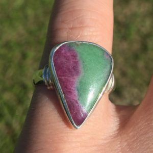 AAA Ruby Zoisite Ring Set In Sterling Silver / Anyolite Ring / Gorgeous Natural Red Ruby And Green Zoisite / Gemstone Ring 925 / Teardrop. | Natural genuine Ruby Zoisite rings, simple unique handcrafted gemstone rings. #rings #jewelry #shopping #gift #handmade #fashion #style #affiliate #ad