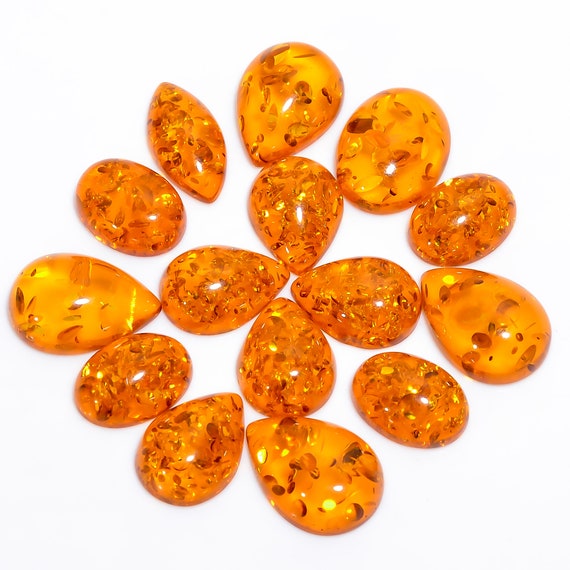 Aaa+ Top Quality Of Baltic Amber Cabochon Loose Gemstone For Making Jewelry, Flatback, Semi-precious, Man Made, Hand Polished Gemstone Lot