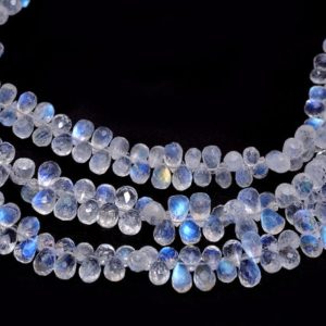 Shop Rainbow Moonstone Beads! AAA+ White Rainbow Moonstone Teardrop Beads | 8inch Strand 6x4mm Faceted Drops | Natural Blue Fire Semi Precious Gemstone Teardrop Briolette | Natural genuine beads Rainbow Moonstone beads for beading and jewelry making.  #jewelry #beads #beadedjewelry #diyjewelry #jewelrymaking #beadstore #beading #affiliate #ad