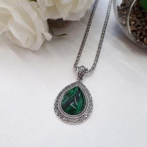 Shop Malachite Necklaces! Adjustable Malachite Necklace – Teardrop Malachite Necklace – Oval Malachite Necklace – Silver and Malachite Necklace –  Oval Malachite | Natural genuine Malachite necklaces. Buy crystal jewelry, handmade handcrafted artisan jewelry for women.  Unique handmade gift ideas. #jewelry #beadednecklaces #beadedjewelry #gift #shopping #handmadejewelry #fashion #style #product #necklaces #affiliate #ad
