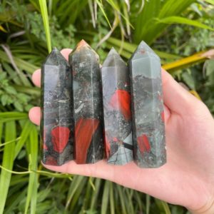 Shop Bloodstone Points & Wands! African Bloodstone Tower, African Bloodstone Point, Gemstone Tower, Protection Stone, Meditation Crystals, 3.5 Inches-4 Inches | Natural genuine stones & crystals in various shapes & sizes. Buy raw cut, tumbled, or polished gemstones for making jewelry or crystal healing energy vibration raising reiki stones. #crystals #gemstones #crystalhealing #crystalsandgemstones #energyhealing #affiliate #ad