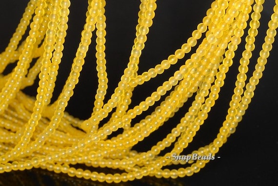 3mm Gold Nugget Yellow Agate Gemstone Round Loose Beads 16 Inch  Full Strand (90113628-107 - 3mm D)