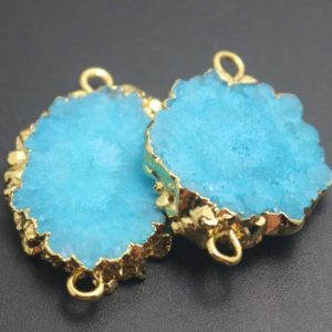 5 pcs Blue Druzy Agate Pendents in Gold Plated,Raw Quartz Crystal Stone Pendents,Necklace Pendents,Gemstone Handmade Jewelry,DIY Supplies | Natural genuine chip Gemstone beads for beading and jewelry making.  #jewelry #beads #beadedjewelry #diyjewelry #jewelrymaking #beadstore #beading #affiliate #ad
