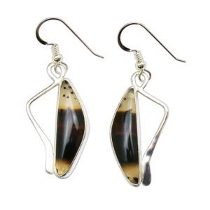 Shop Agate Earrings! Montana Agate and Sterling Silver Earrings, black and nearly clear  emnte3308 | Natural genuine Agate earrings. Buy crystal jewelry, handmade handcrafted artisan jewelry for women.  Unique handmade gift ideas. #jewelry #beadedearrings #beadedjewelry #gift #shopping #handmadejewelry #fashion #style #product #earrings #affiliate #ad