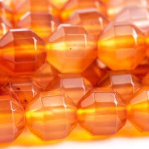 Shop Agate Faceted Beads! Genuine Natural Agate Gemstone Beads 8x7MM Orange Red Faceted Bicone Barrel Drum AAA Quality Loose Beads (117608) | Natural genuine faceted Agate beads for beading and jewelry making.  #jewelry #beads #beadedjewelry #diyjewelry #jewelrymaking #beadstore #beading #affiliate #ad