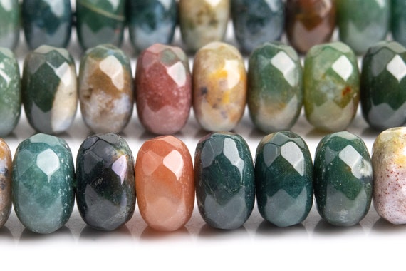 Genuine Natural Indian Agate Gemstone Beads 10x6mm Multicolor Faceted Rondelle Aaa Quality Loose Beads (111030)