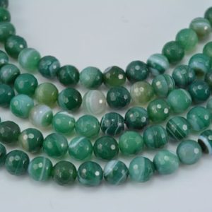 Shop Faceted Gemstone Beads! green banded agate beads – natural green agate – stripe gemstone beads – white and green beads –  faceted round beads -size 8-12mm -15inch | Natural genuine faceted Gemstone beads for beading and jewelry making.  #jewelry #beads #beadedjewelry #diyjewelry #jewelrymaking #beadstore #beading #affiliate #ad