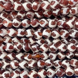 red hand pasted Dzi agate gemstone beads – red Dzi agate beads – faceted Dzi agate stone beads – agate jewelry beads – 15inch