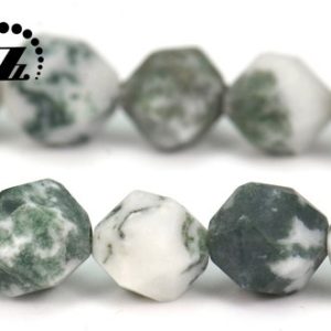 Shop Agate Faceted Beads! Tree Agate Matte Faceted Star Cut Diamond Bead,Frosted Bead,Diamond cut bead,natural, gemstone, agate beads, 6mm 8mm 10mm, 15" full strand | Natural genuine faceted Agate beads for beading and jewelry making.  #jewelry #beads #beadedjewelry #diyjewelry #jewelrymaking #beadstore #beading #affiliate #ad