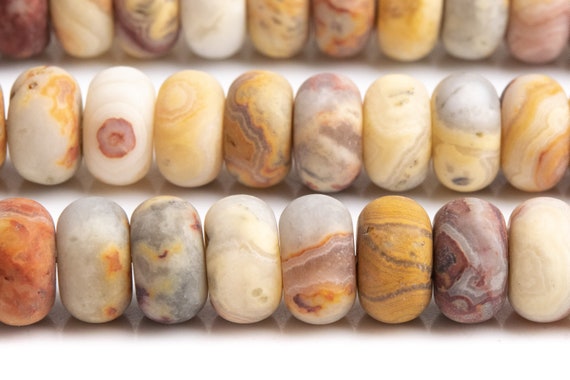 Genuine Natural Crazy Lace Agate Gemstone Beads 10x6mm Matte Orange Cream Rondelle Aaa Quality Loose Beads (111218)
