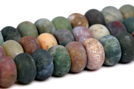8x5mm Matte Indian Agate Beads Grade A Natural Gemstone Rondelle Loose Beads 15" / 7.5" Bulk Lot Options (102239)