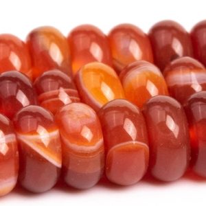 Shop Agate Rondelle Beads! Dark Orange Red Striped Agate Beads Grade AAA Natural Gemstone Rondelle Loose Beads 6x3MM 8x4MM Bulk Lot Options | Natural genuine rondelle Agate beads for beading and jewelry making.  #jewelry #beads #beadedjewelry #diyjewelry #jewelrymaking #beadstore #beading #affiliate #ad
