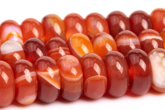 Dark Orange Red Striped Agate Beads Grade Aaa Natural Gemstone Rondelle Loose Beads 6mm 8mm Bulk Lot Options