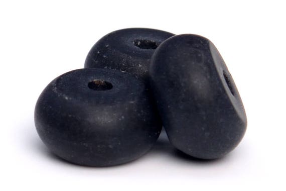 Genuine Natural Agate Gemstone Beads 6x4mm Matte Black Rondelle Aaa Quality Loose Beads (102287)