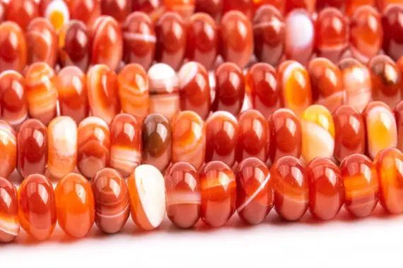 Striped Agate Gemstone Beads 8x4mm Dark Orange Red Rondelle Aaa Quality Loose Beads (107854)