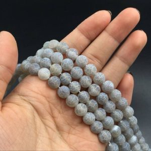 Matte Gray Agate Beads Frosted Dragon Agate Round Beads Agate Gemstone Beads Agate Beads Supplies 6/8/10mm Jewelry making 15.5" strand