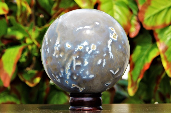 160mm Grey Thundereggs Agate Sphere Chakra Balancing Crystal Ball Energy Home Décor Anxiety Relief Gemstone Gift Divine Awakening Decor