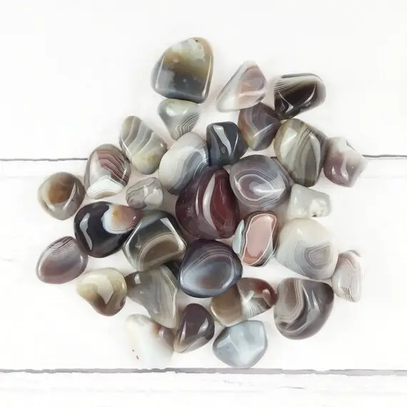 Botswana Agate Tumbled Stones, Reiki Infused Agate, Wire Wrapping Self Care Healing Crystals