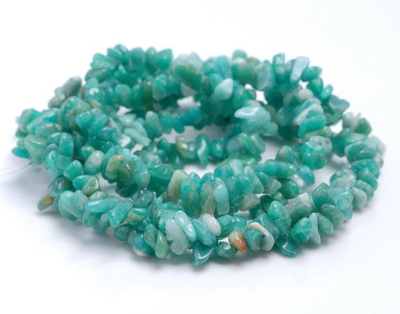 5-6mm Russian Amazonite Gemstone Pebble Nugget Chip Loose Beads 34 Inch  (80002093-a11)